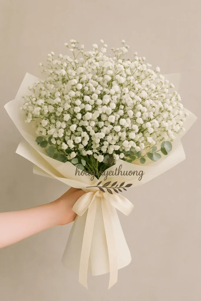 Bó hoa sinh nhật đẹp hoa baby trắng – biểu tượng của sự tinh khôi và thuần khiết