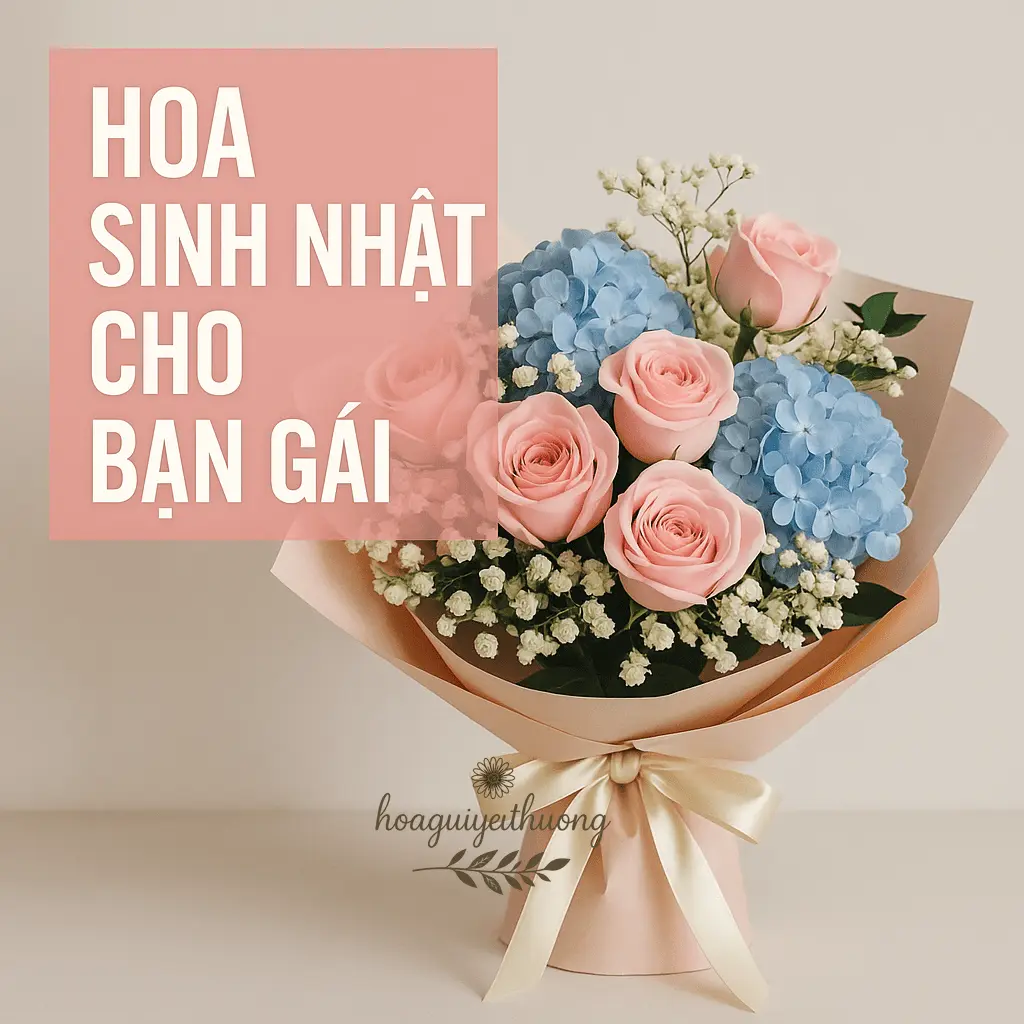 Bó hoa sinh nhật cho bạn gái phối pastel nhẹ nhàng