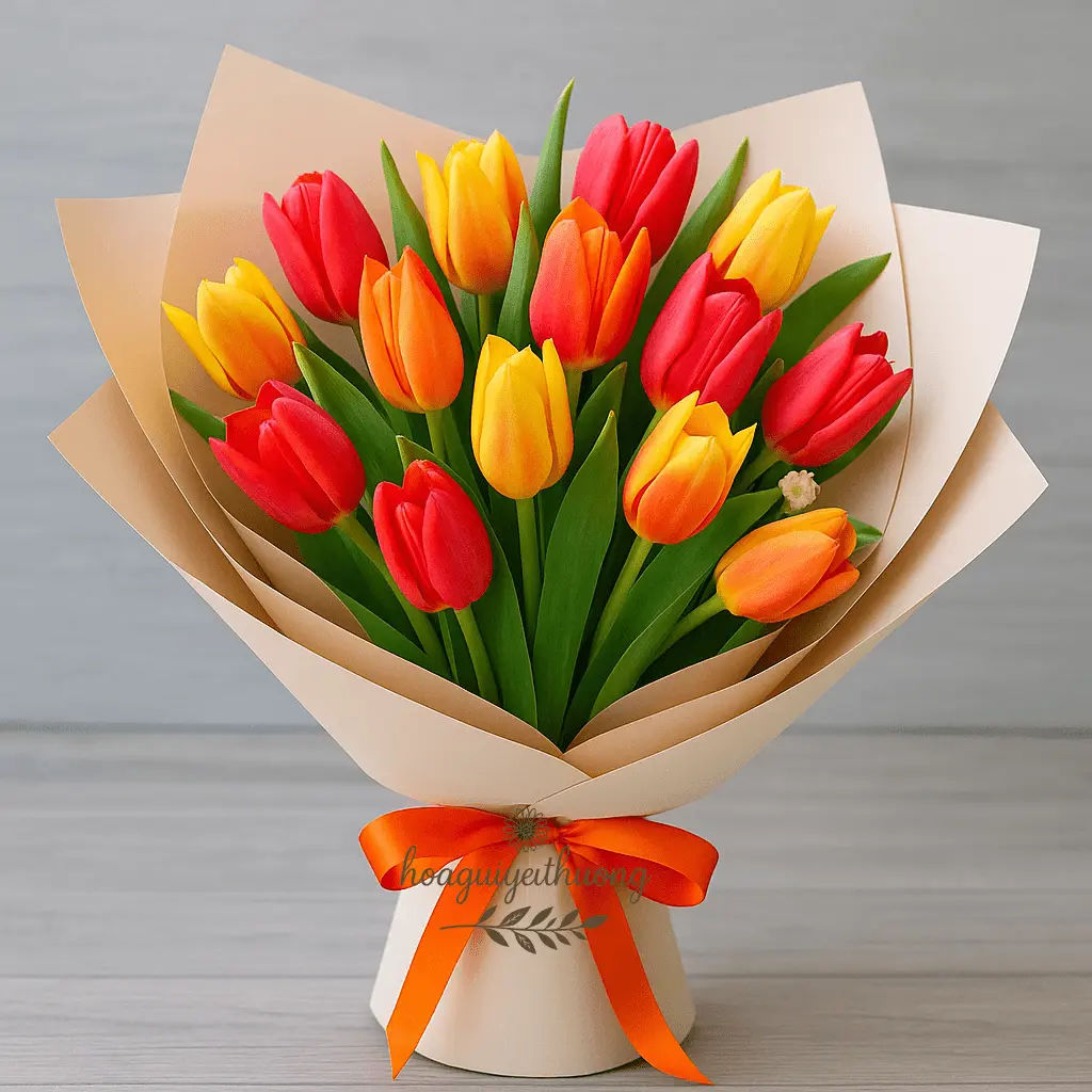 Bó hoa tulip nhiều màu tươi tắn tặng sinh nhật 2025