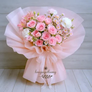 Giỏ hoa hồng pastel rực rỡ – shop hoa tươi gần công ty