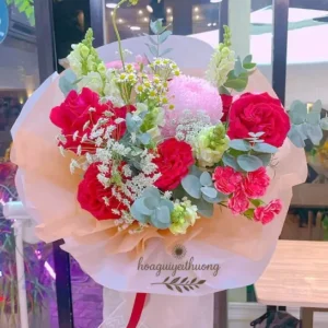 Bó hoa tươi kiểu Hàn được thiết kế tinh tế tại shop hoa tươi phong cách Hàn