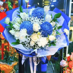 Bó hoa tone xanh phong cách Hàn Quốc nổi bật từ shop hoa phong cách Hàn