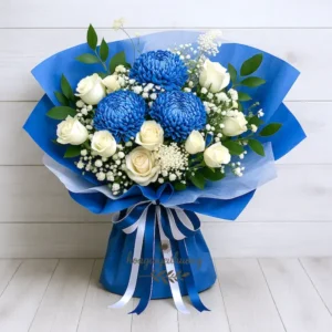 Bó hoa tone xanh sang trọng theo phong cách Hàn Quốc từ shop hoa phong cách Hàn