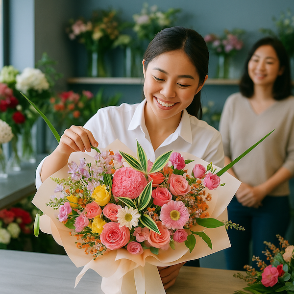 Shop hoa theo yêu cầu gần đây với thiết kế tươi mới và sang trọng
