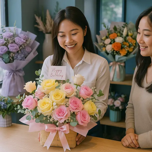 Hoa chúc mừng sinh nhật vợ yêu của người phụ nữ nhận được
